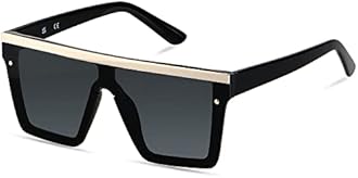 LYZOIT Square Oversized Sunglasses for Women Men Big Flat Top Fashion Shield Large UV Protection Rimless Shades, (New Cool Design) Black, Large