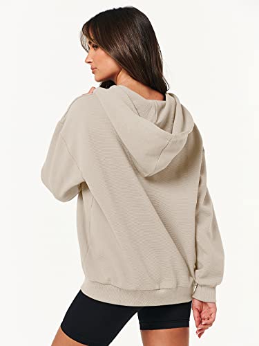 Anrabess Women's Hoodies 2023 Fall Jacket Rib Kint Sweater Long Sleeve Sweatshirts Casual Dressy Tops Zip Up Trendy Y2K Clothes For Teen Girl 931Mihuang-L Beige #TOP4