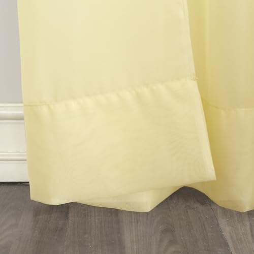 Image of No. 918 53566 Emily Sheer Voile Rod Pocket Curtain Panel, 59 inch x 84 inch, Yellow