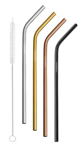 Jg.4 Canudos Color.Aco Inox +Escova Tramontina