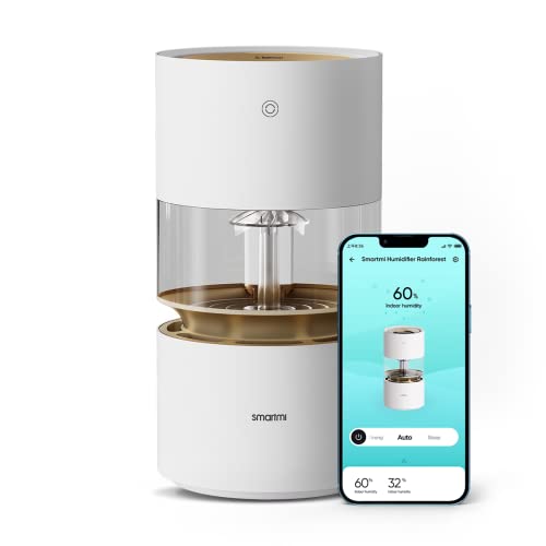 Smartmi Evaporative Humidifier Rainforest, 3L Cool No Mist Humidifiers For Bedroom, Visible Raindrops, Top-Fill, Air Humidifiers For Baby, Self-Cleaning #TOP2