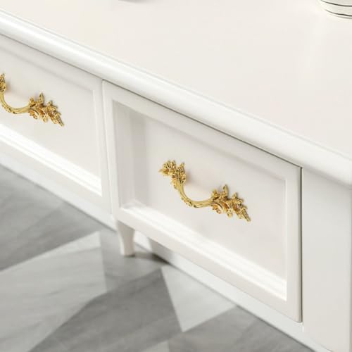 Image of HAORUN 2PCS Zinc Alloy Vintage French Baroque Style Drawer Handles Sturdy Durable (Gold)