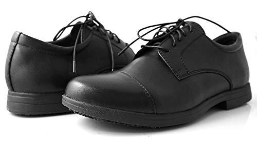 Laforst 8004 Mens Nonslip Black Leather Dress Shoe Wide 8.5