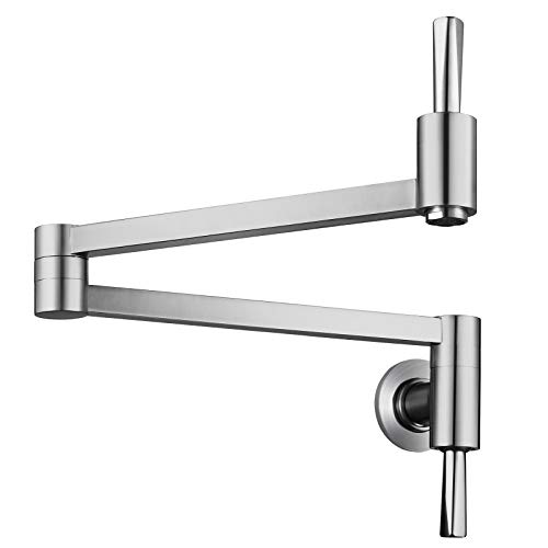 Wowow Brass Pot Filler Faucet Kitchen Sink Pot Filler Faucets Wall Mount Folding Faucet Stretchable Double Joint Swing Arm Faucet (Brushed Nickel) #TOP25