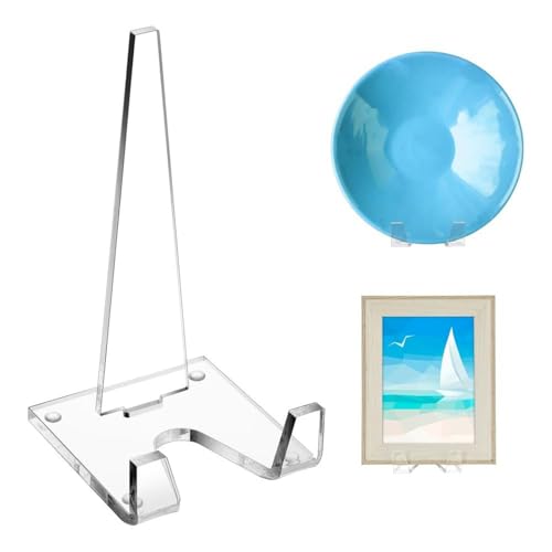 Demsyeq Caballete acrílico, soporte acrílico para fotos, estante transparente que ahorra espacio para pintar, letrero de mesa de fotos, mostrador, tarjeta, libro de fotos