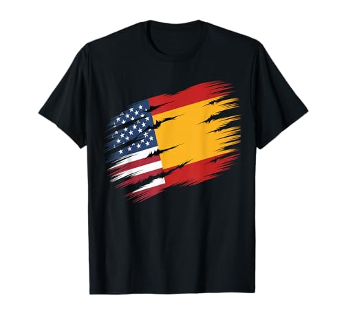 Spanish Roots Half American Flag USA Spain T-Shirt