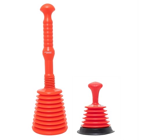 ROTHENBERGER Industrial 2 x RoPü Abflussreiniger Pömpel: 1 x RoPü Mini für Waschbecken und Dusche | 1 x RoPü Maxi für Toilette | Pümpel | Saugglocke