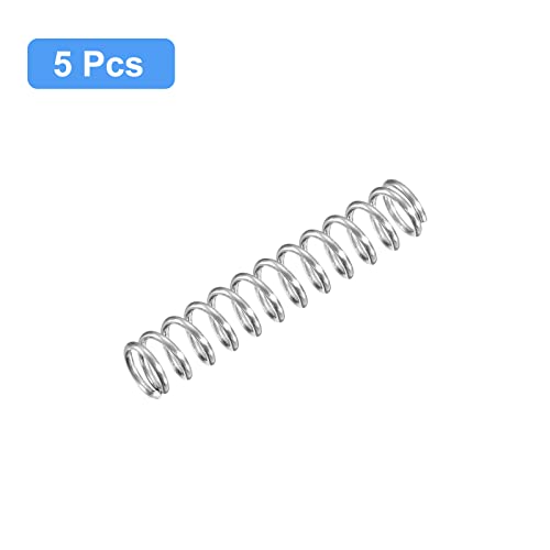 Image of uxcell Compression Spring, 5Pcs 304 Stainless Steel, 6mm OD, 0.8mm Wire Size, 30mm Free Length, Silver Tone