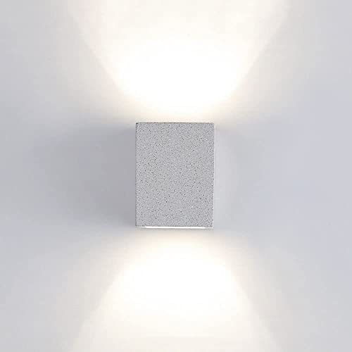 AWEITG Aplique de pared cuadrado industrial de cemento de hormigón, lámpara de iluminación hacia arriba y abajo, casquillo G9, estilo vintage, mini cubo, lámparas de pared for restaurante, sala de est