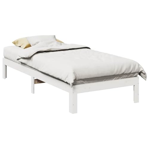 Solivagant Massivholzbett ohne Matratze Weiß 90x200 cm Kiefernholz, Möbel,Betten Zubehör,Betten Bettgestelle, 12.8 kg-859221
