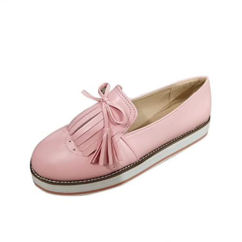 SIGOYI Mocassins plats confortables pour femme avec pompons, rose, 39 EU Cover