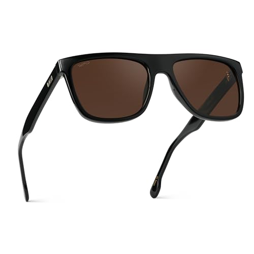 WearMe Pro Men's Bold Flat-Top Square Sunglasses - Polarized Lenses,