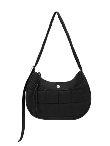 WESTBRONCO Puffer Crescent Shoulder Bags for Women Puffy Quilted Handbags, Nylon Shoulder Purse with Adjustable Strap