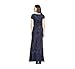 Adrianna Papell Women's Short Sleeve Blouson Beaded Gown, Navy, 10