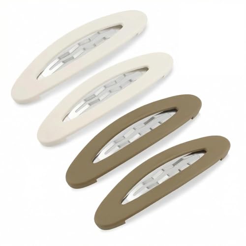 LEOUEANR 4 fermagli per capelli ovali opachi, grandi, con impugnatura antiscivolo, freschi e dolci, per ragazze e donne (beige, kaki)