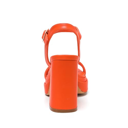 Amoji Women's 4 Inch Platform Chunky Heel Ankle Strap Block Heeled Sandals 3113