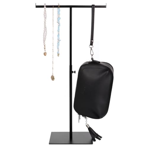 Soporte de exhibición ajustable para bolsos, joyería en forma de T y estante para bolsos con ganchos duales, organizador multifuncional para bufandas, corbatas y accesorios