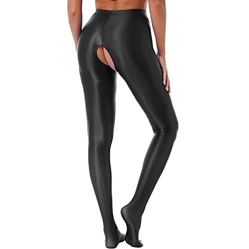 Women's Glossy Opaque Pantyhose Shiny High Waist Tights Yoga Pants Training Sports Leggings3