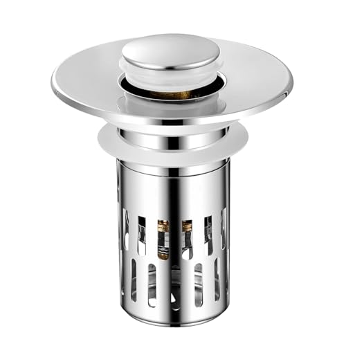 2pcs Tope de Drenaje emergente con núcleo de latón, Cesta de Filtro de Acero Inoxidable y Sello Doble, tapón de Fregadero Desmontable para Cocina y baño