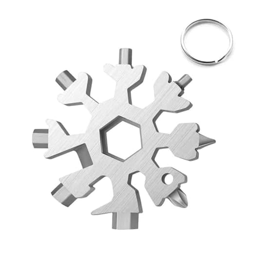 18 en 1 Multiherramienta de Acero Inoxidable,Herramienta Herramienta Multifuncional en Forma Copo De Nieve Herramienta Nieve Herramienta para Camping Aventura (Plata)