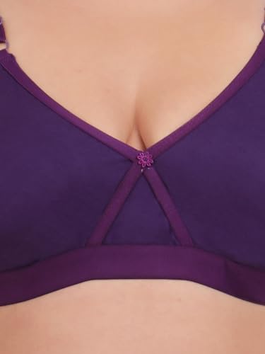 Image of Fabme Women's Cotton Seamless Non-Padded Non-Wired Bra, Cross Belt, Heavy Support, Double Layer Cups, Broad Elastic Bra