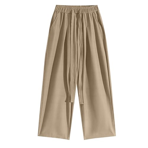 for Man Summer Fall Loose Fit Pleated Straight Leg Plain Long Leg Pants Mens 2025 Y2K4