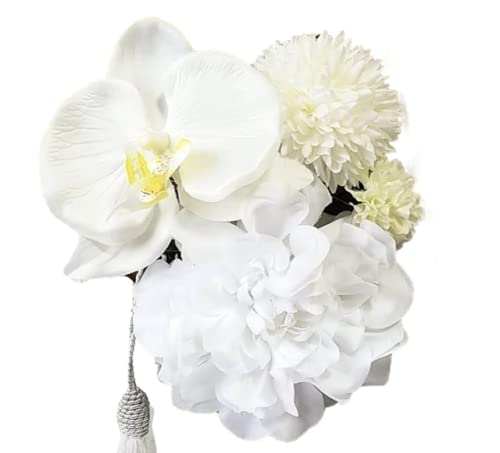 花 フラワー 髪飾り 5点セット 和装 結婚式 ウェディング 成人式 卒業式 着物 袴に 【J's select】 (白)