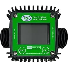 FSI DM20 DEF/UREA Digital Turbine Flow Meter - Accurate Fuel Flow Measurement Device for Diesel, Gasoline, and Water - LCD Display, High-Precision Flow Rate Monitor for Industrial and Agricultural Use