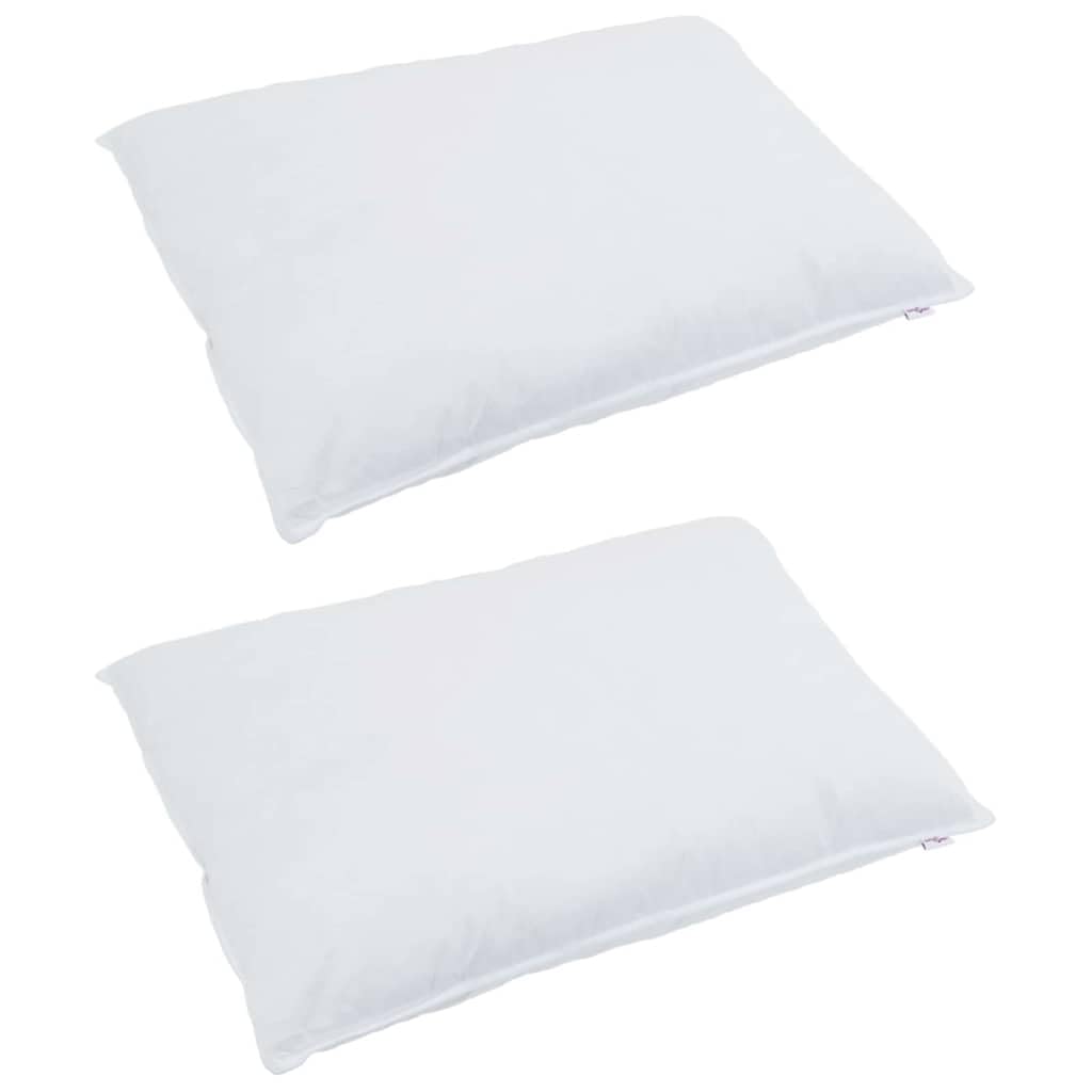 2 almohadas de 40 x 60 cm, color blanco, con relleno de plumas, ergonómicas y suaves para dormir de cuello y espalda, comodidad de plumón, ideal como almohada para dormir de lado