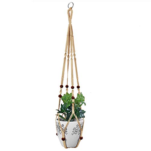 Preisvergleich Produktbild 1 Stück Makramee Blumenampel Blumentopf Deko Baumwollseil Hängeampel, Boho Blumentopf Pflanzen Halter Aufhänger Pflanzenhalter für Innen Außen Decken Balkone Wanddekoration (Braun)
