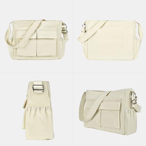 Large Vintage Canvas Messenger Shoulder Bag for Women Men Messenger bag Travel Crossbody Bag with Multiple Pockets2