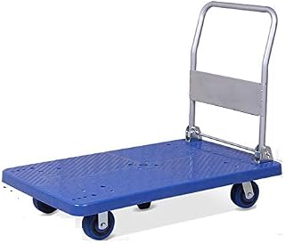 Camión de Plataforma silencioso de Cinco Ruedas de Acero Inoxidable, con Capacidad de Carga de 500 kg, Ideal para Almacenamiento, Oficina y logística, Color Azul.