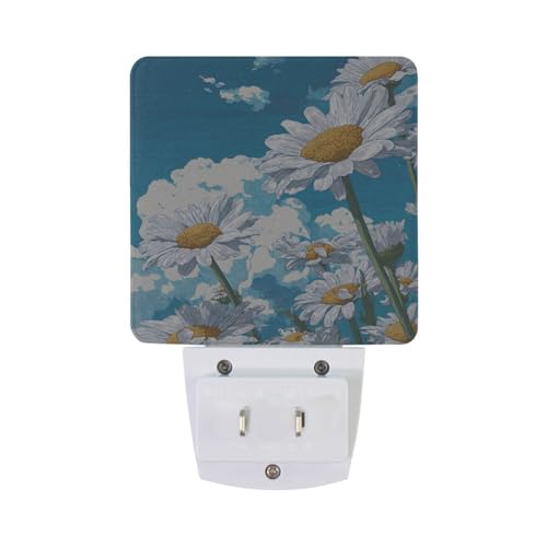 Lámpara de noche LED con sensor blanco y diseño floral miniatura 6