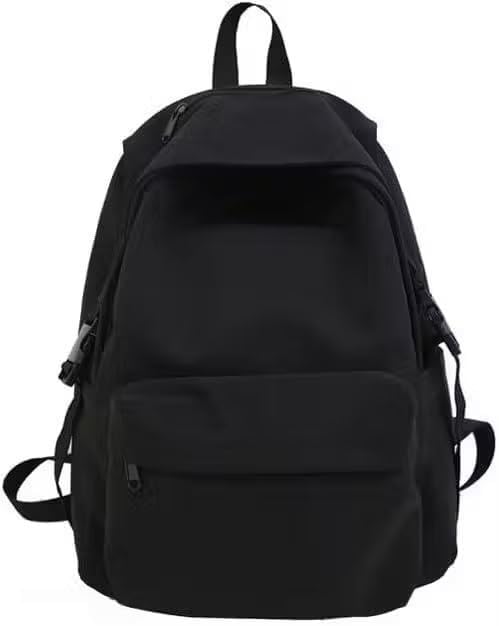 chalia Classic Black Backpack, Large Capacity School Bag, Durable Nylon Material, Multiple Compartments, Casual Travel Daypack-picture-20