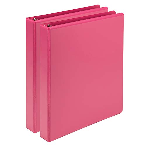 Image of Samsill Plant-Based 1 Inch Durable Round Ring, View Binder, Eco-Friendly, USDA Certified Biobased, 2 Count, Pack of 1, Berry Pink