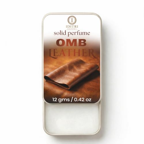 Image of Solid Perfume OMB Leather | Wild Jojoba | Alcohol Free Wax Perfume Balm, Long Lasting Pocket Fragrance Tin 12g, Non Greasy Smooth Glide, Travel Friendly | perfect for gifting | Touch Up