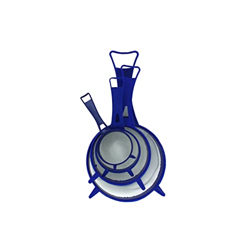 Brandobay 4-Piece Kitchen Strainer Set - Nylon Mesh Strainer - Assorted Medium Sizes (Set of 4) & Colors (Blue, Red, Green)