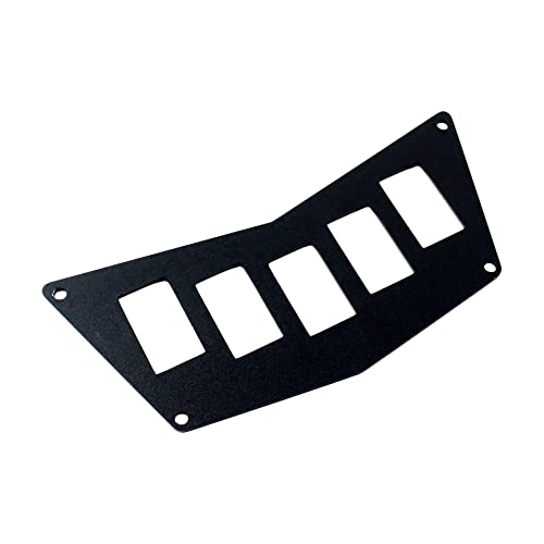 Baceyong Schwarzes Aluminium-Armaturenbrett mit 5 Schaltschlitzen, Wippschalter, passend für P0laris RZR Full Size 2008–2014, rund