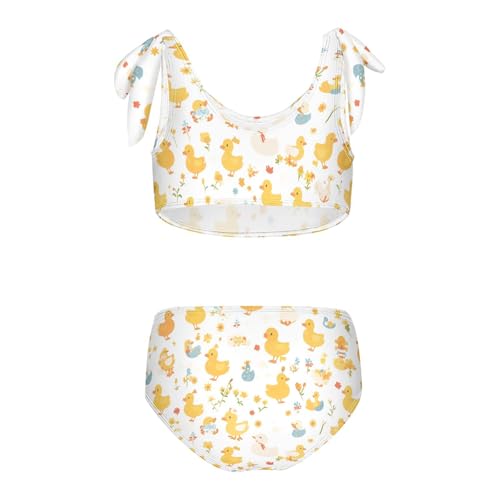 Cartoon Cute Yellow Animal Duck Girls 2 Piece Kids Bikini Set Scoop Neck Bathing Suit Swimming Suits Adjustable Strap2