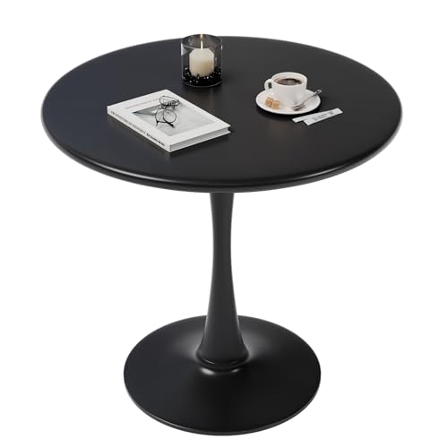 24 Inch Black Small Tulip Table, Round Dining Table for 2 Person with Pedestal for Kitchen, Circle Bistro Table, Mid Century Modern Cafe Tables for Small Spaces in Living Room, Office, Coffee,Pub, Bar by Osivaex - Used condition - US$83.98