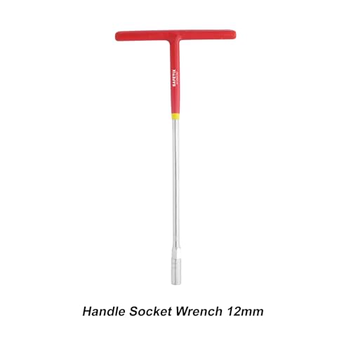 Image of PERF T-Handle Socket Wrench | Selected Alloy Steel Handle | CRV Socket | Chrome Plated Finish | Heat Treated | Dipped Insulated Grip (12mm)