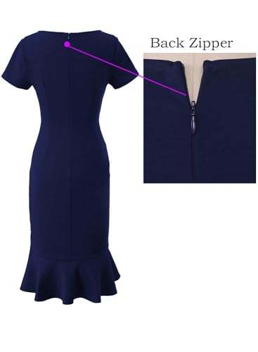 Image of VFSHOW Womens Elegant Vintage Cocktail Party Mermaid Bodycon Midi Mid-Calf Dress