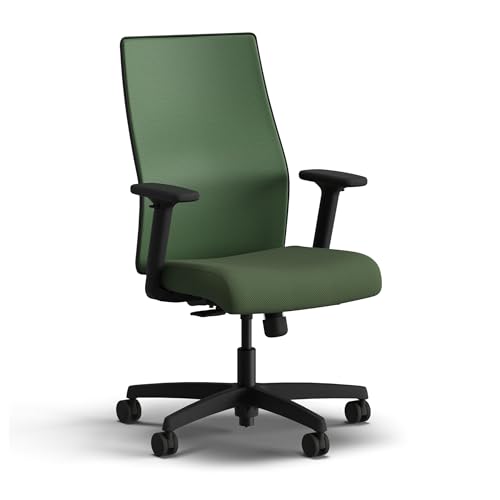Image of HON Ignition 2.0 Mid Back Task Chair, Spectrum Mesh, Standard Synchro-Tilt Control, Office Chair with Lumbar Support, Height and Width Adjustable Arms, Black Frame, Leaf