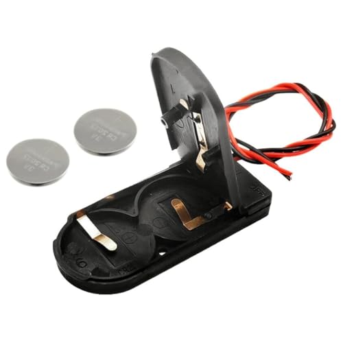 Image of Button Battery Holder for 2 x 3V CR2032 - with ON /Off Switch & Wires - LED Power Supply Case for DIY Electronics, Arduino, STEM, and Hobby Projects(Pack of 20) Black