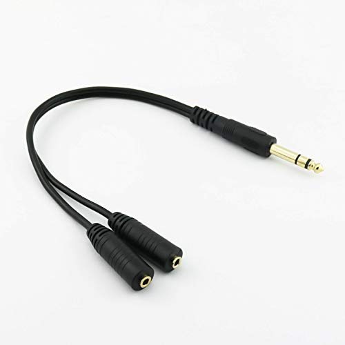 Cable de audio jack 6.35mm macho a doble 3.5mm hembra 30cm miniatura 1