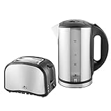 Lentz Home Frühstücksset Wasserkocher Toaster schwarz-matt