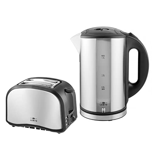 Lentz Home Frühstücksset Wasserkocher Toaster schwarz-matt Cover