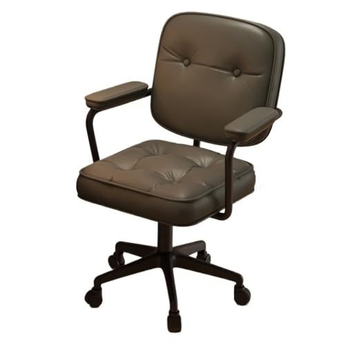 Home Comfortable Office Chairs Small Office Imitation Leather Bedroom Chaires Lifting Swivel Chair With Wheels(Gray)