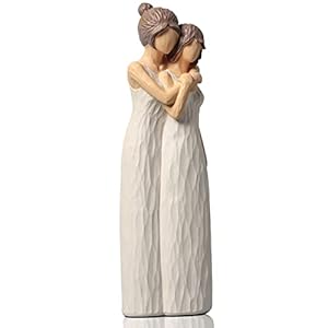 LCCCK Mother Daughter Figurines Give Mom Gifts, Mother Daughter Hugging Figurines Bride Gifts, Meaningful Sentimental Gifts for Mom, Mother’s Day Grandma Birthday Gifts Sculpted Hand-Painted Statue