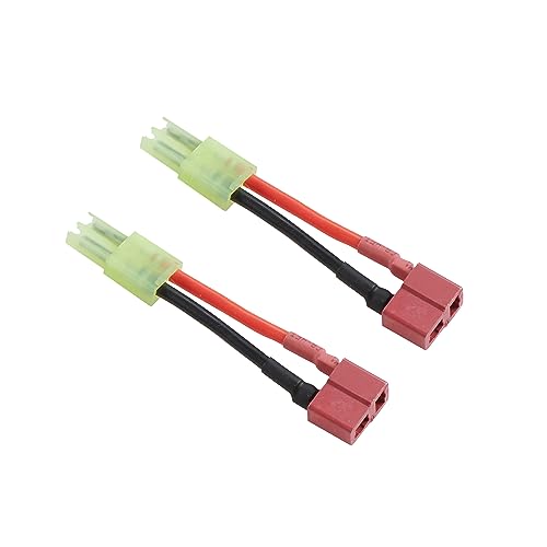 Lancer Tactical Airsoft Battery Adapter Small Tamiya to Standard Dean Connector 16AWG for RC Airsoft Nimh/Lipo Battery-Two Packs